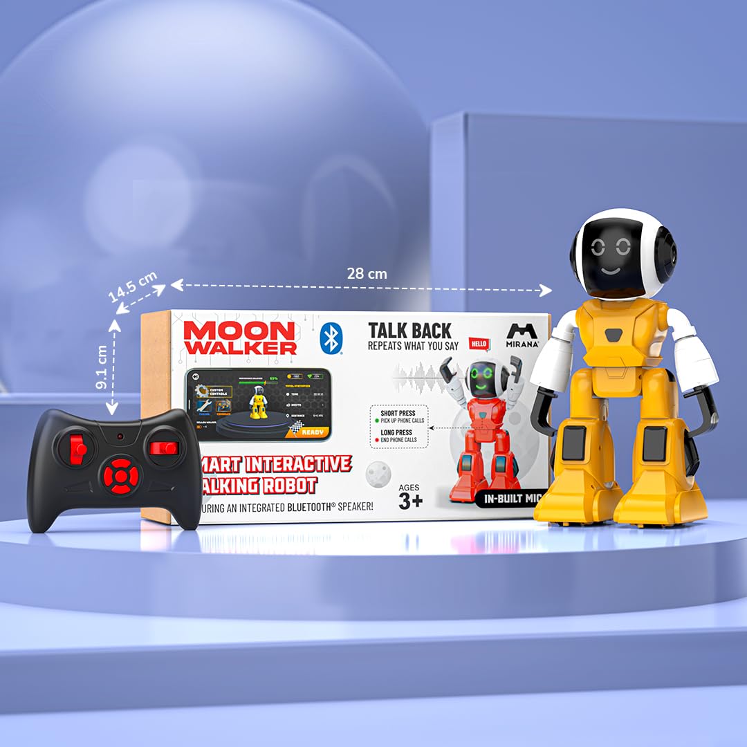 Mirana Moonwalker | Smart Interactive Walking & Talking Robot | USB Rechargeable Type-C | in-Built Bluetooth Speaker | Remote & App Controlled Toy for Kids 2+ 3+ 4+ 5+ 6+ Years (Light Grey)