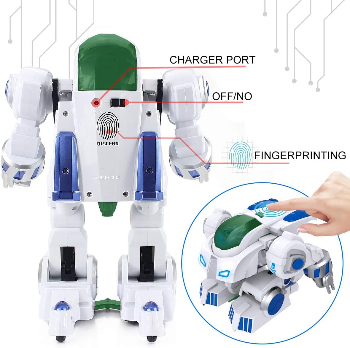 Magicwand R/C Rechargeable 2-in-1 FingerTouch Deformation Gesture Sensing,Intelligent Prog Smart Robot for Kids