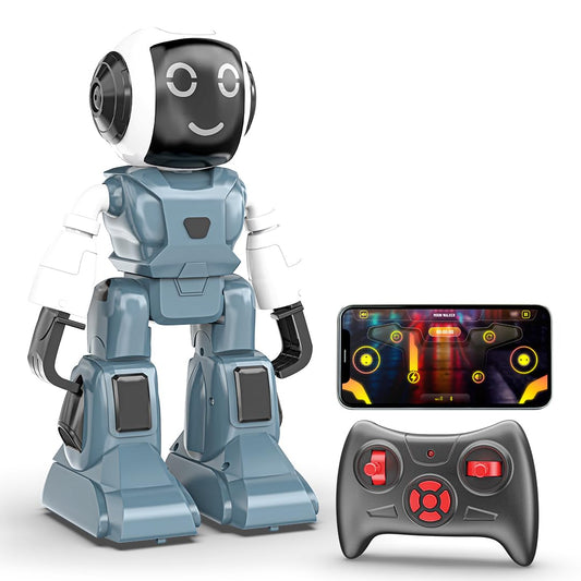 Mirana Moonwalker | Smart Interactive Walking & Talking Robot | USB Rechargeable Type-C | in-Built Bluetooth Speaker | Remote & App Controlled Toy for Kids 2+ 3+ 4+ 5+ 6+ Years (Light Grey)