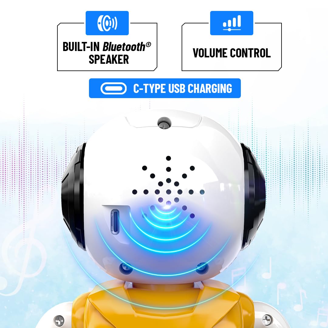 Mirana Moonwalker | Smart Interactive Walking & Talking Robot | USB Rechargeable Type-C | in-Built Bluetooth Speaker | Remote & App Controlled Toy for Kids 2+ 3+ 4+ 5+ 6+ Years (Light Grey)