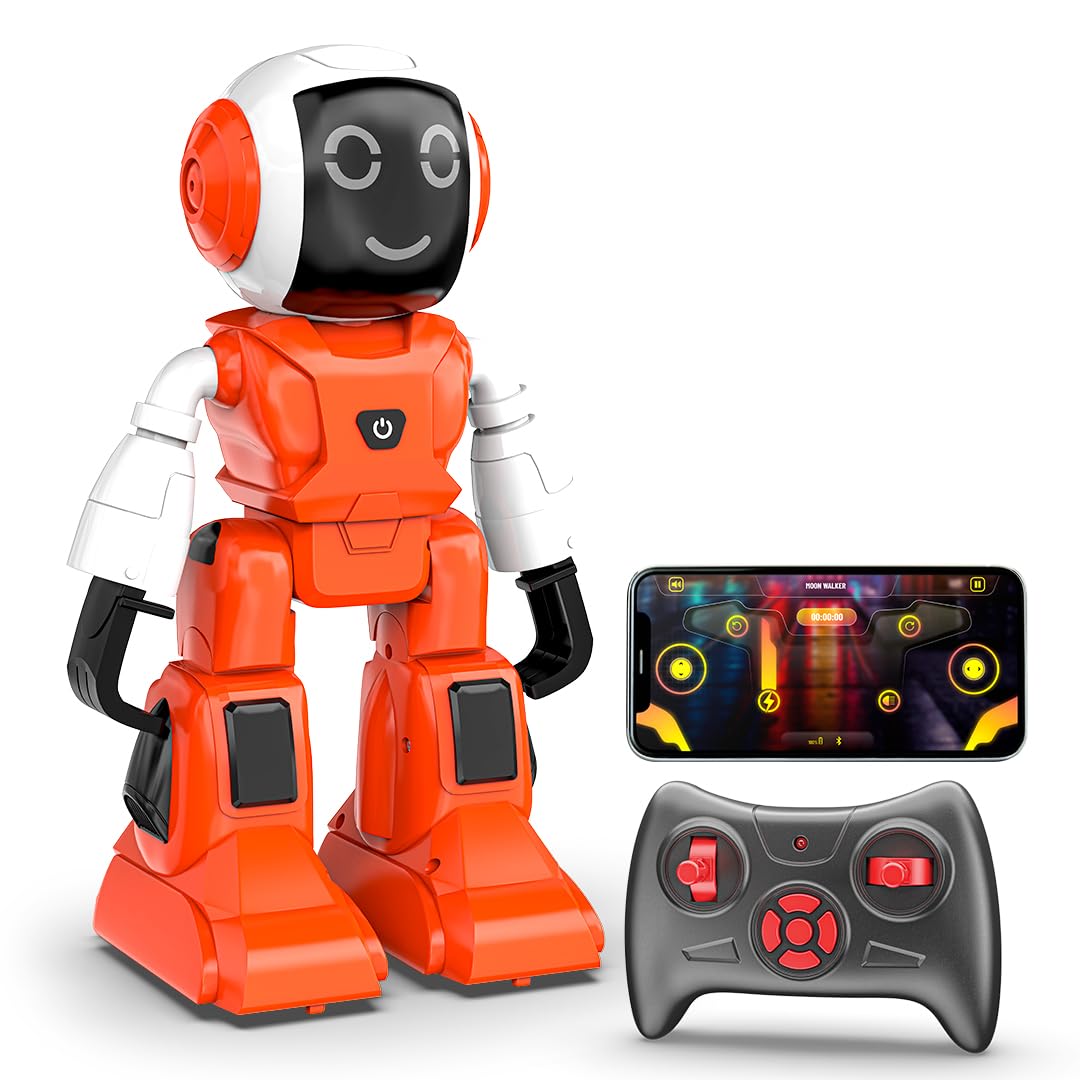 Mirana Moonwalker | Smart Interactive Walking & Talking Robot | USB Rechargeable Type-C | in-Built Bluetooth Speaker | Remote & App Controlled Toy for Kids 2+ 3+ 4+ 5+ 6+ Years (Light Grey)