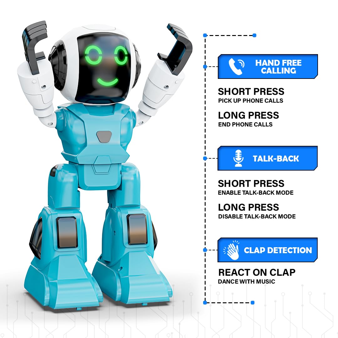 Mirana Moonwalker | Smart Interactive Walking & Talking Robot | USB Rechargeable Type-C | in-Built Bluetooth Speaker | Remote & App Controlled Toy for Kids 2+ 3+ 4+ 5+ 6+ Years (Light Grey)