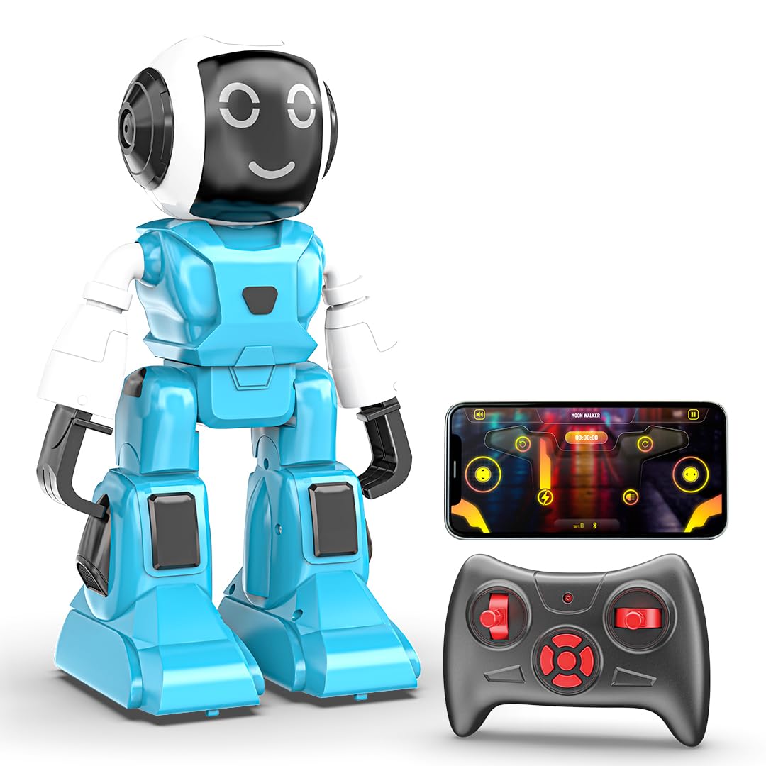 Mirana Moonwalker | Smart Interactive Walking & Talking Robot | USB Rechargeable Type-C | in-Built Bluetooth Speaker | Remote & App Controlled Toy for Kids 2+ 3+ 4+ 5+ 6+ Years (Light Grey)