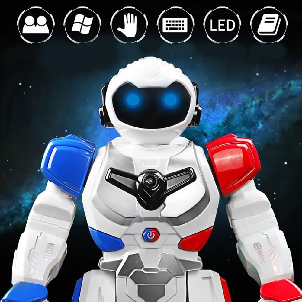 Magicwand R/C Rechargeable Gesture Sensing,Dancing & Glory Robot for Kids with Lights & Sound[White][Pack of 1]