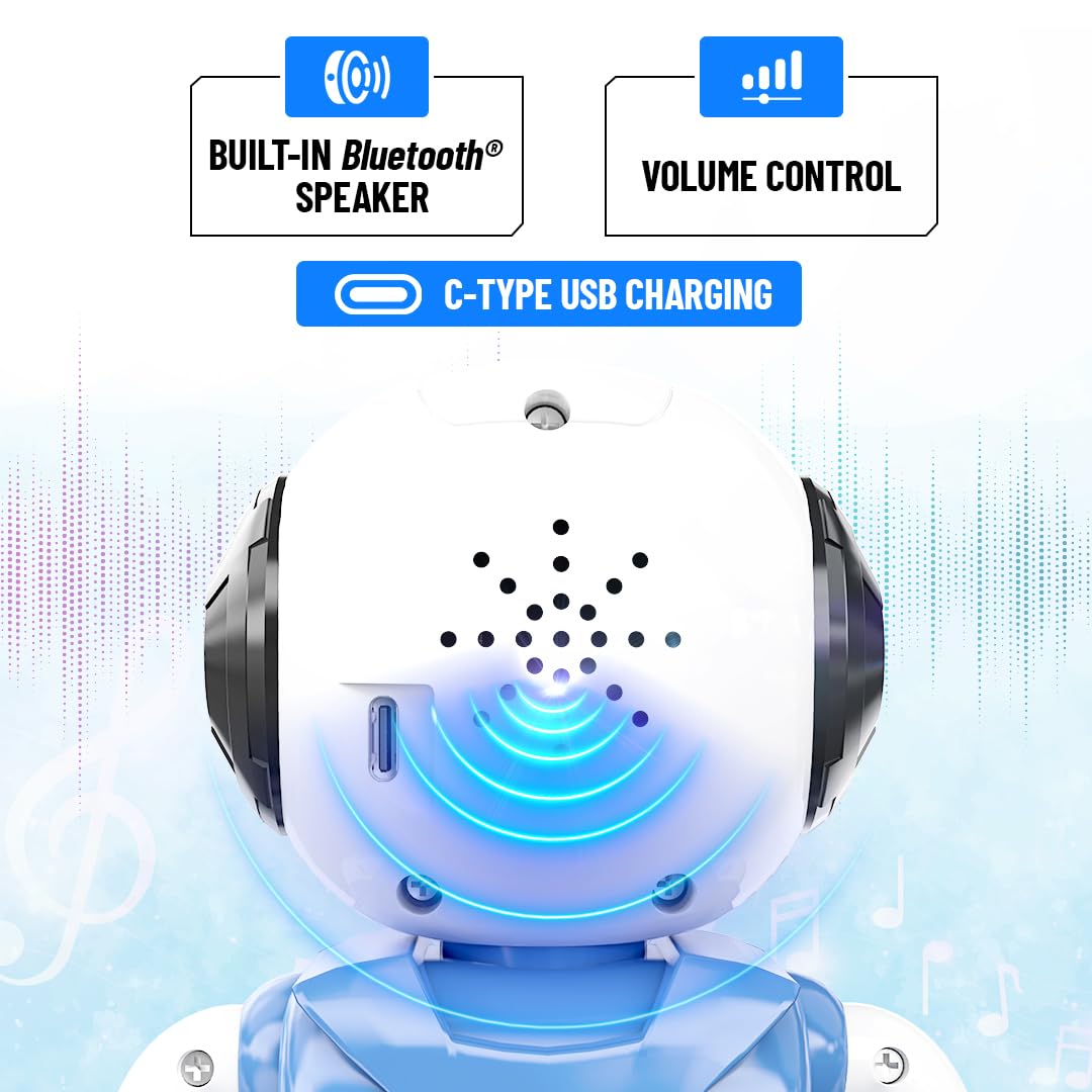 Mirana Moonwalker | Smart Interactive Walking & Talking Robot | USB Rechargeable Type-C | in-Built Bluetooth Speaker | Remote & App Controlled Toy for Kids 2+ 3+ 4+ 5+ 6+ Years (Light Grey)