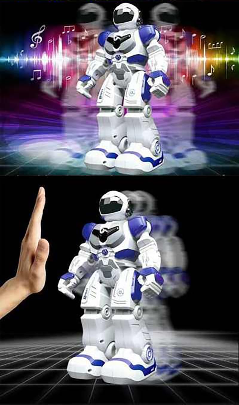 Magicwand R/C Rechargeable Gesture Sensing,Dancing & Glory Robot for Kids with Lights & Sound[White][Pack of 1]