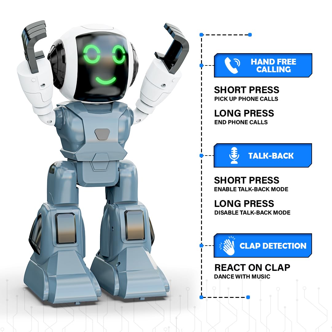 Mirana Moonwalker | Smart Interactive Walking & Talking Robot | USB Rechargeable Type-C | in-Built Bluetooth Speaker | Remote & App Controlled Toy for Kids 2+ 3+ 4+ 5+ 6+ Years (Light Grey)