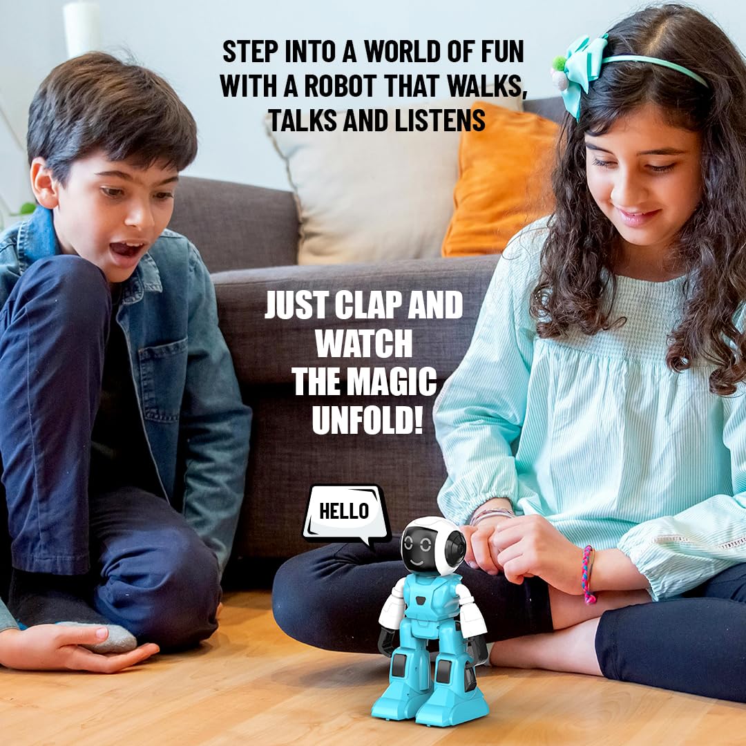 Mirana Moonwalker | Smart Interactive Walking & Talking Robot | USB Rechargeable Type-C | in-Built Bluetooth Speaker | Remote & App Controlled Toy for Kids 2+ 3+ 4+ 5+ 6+ Years (Light Grey)