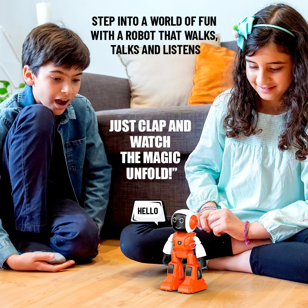 Mirana Moonwalker | Smart Interactive Walking & Talking Robot | USB Rechargeable Type-C | in-Built Bluetooth Speaker | Remote & App Controlled Toy for Kids 2+ 3+ 4+ 5+ 6+ Years (Light Grey)